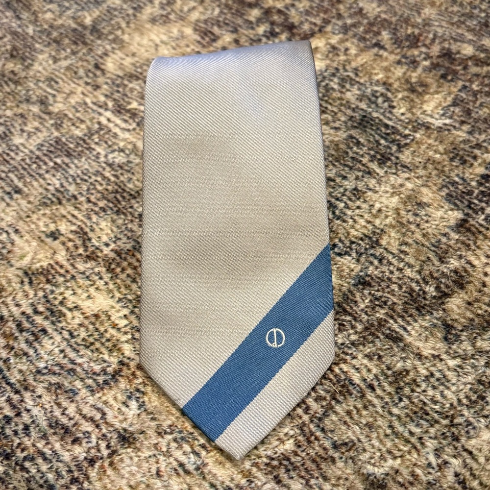Vintage Dunhill Silver Silk Tie Blue Stripe Made In Italy 3in